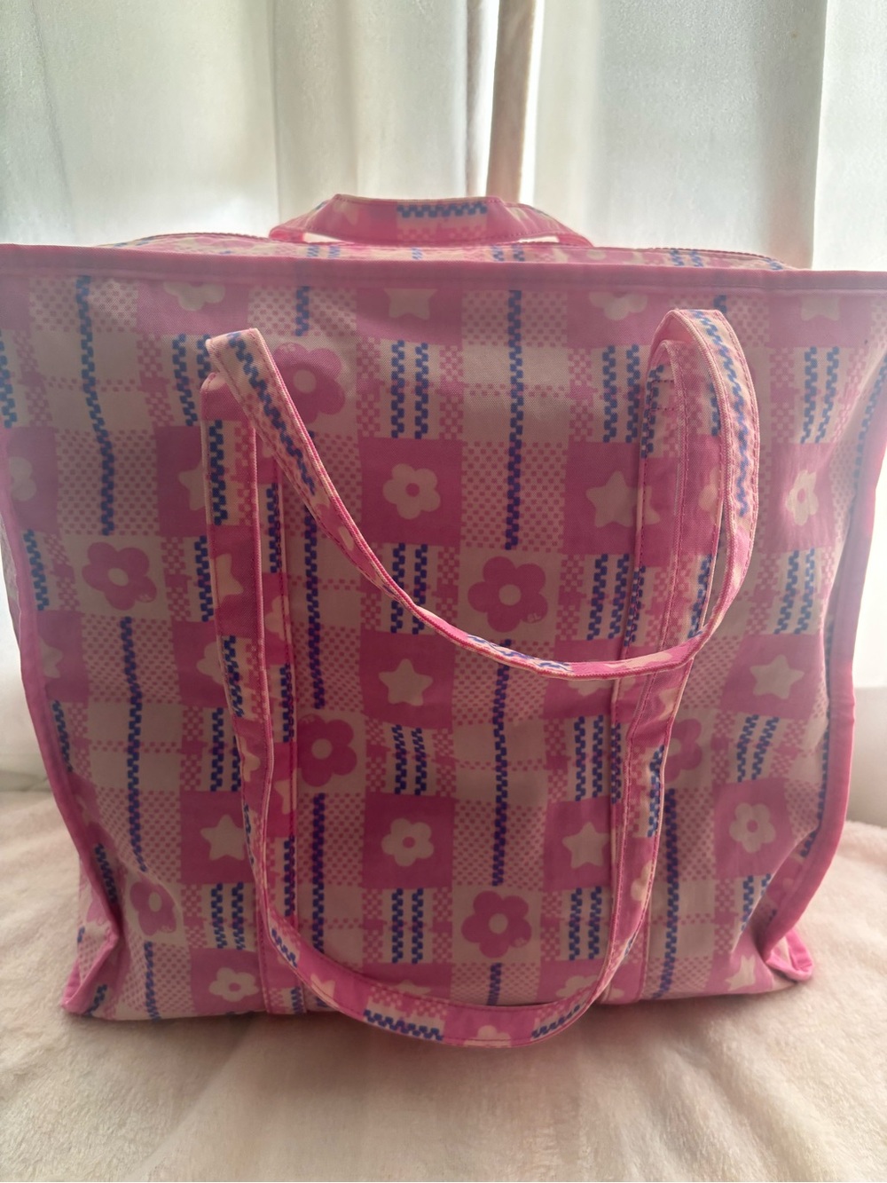 Baggu x Sandy Liang large market tote pink EUC